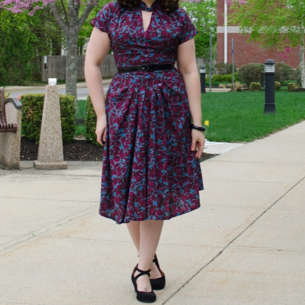 Lindy Bop Emma Lou pink floral dress retro rockabilly vintage
